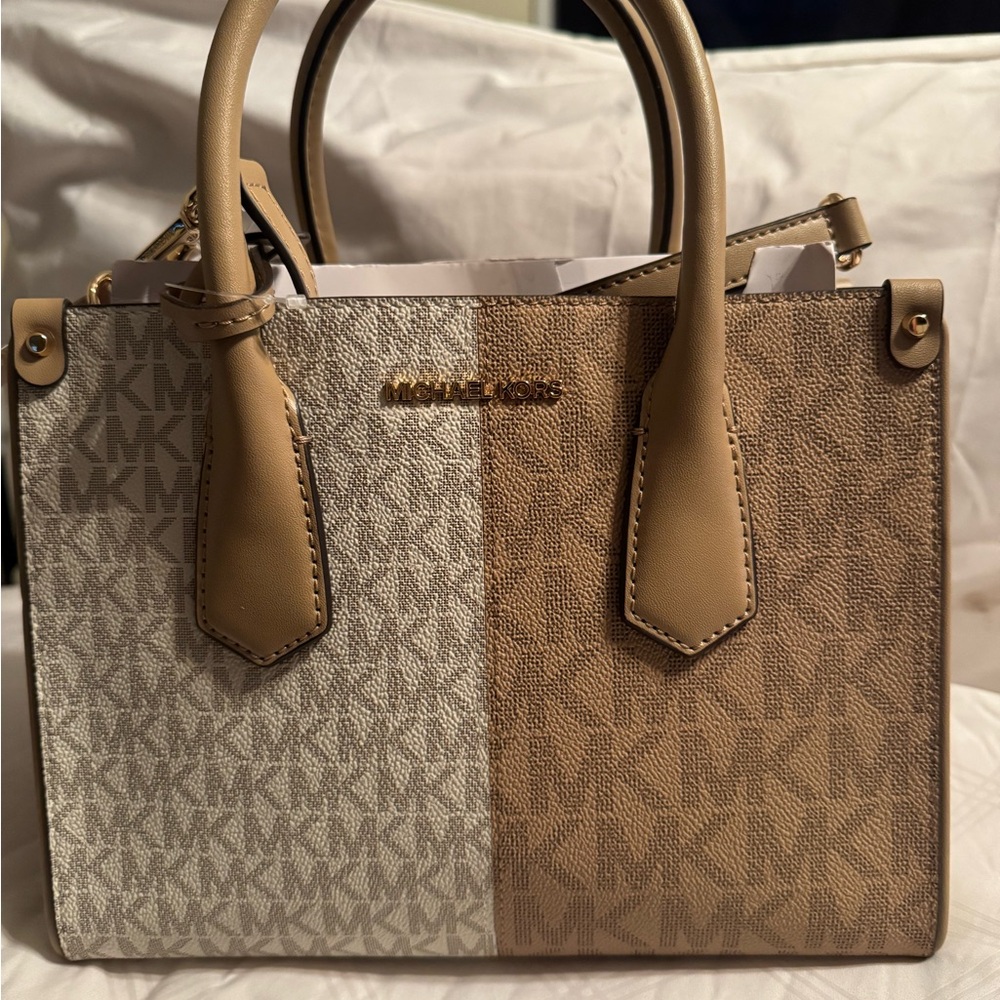 Michael Kors Two-Tone Beige and Tan Satchel